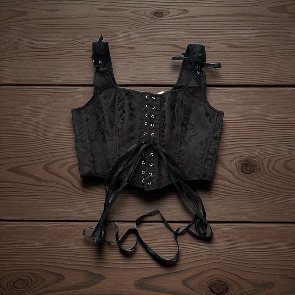 Elegant Black Lace-Up Shapewear Corset